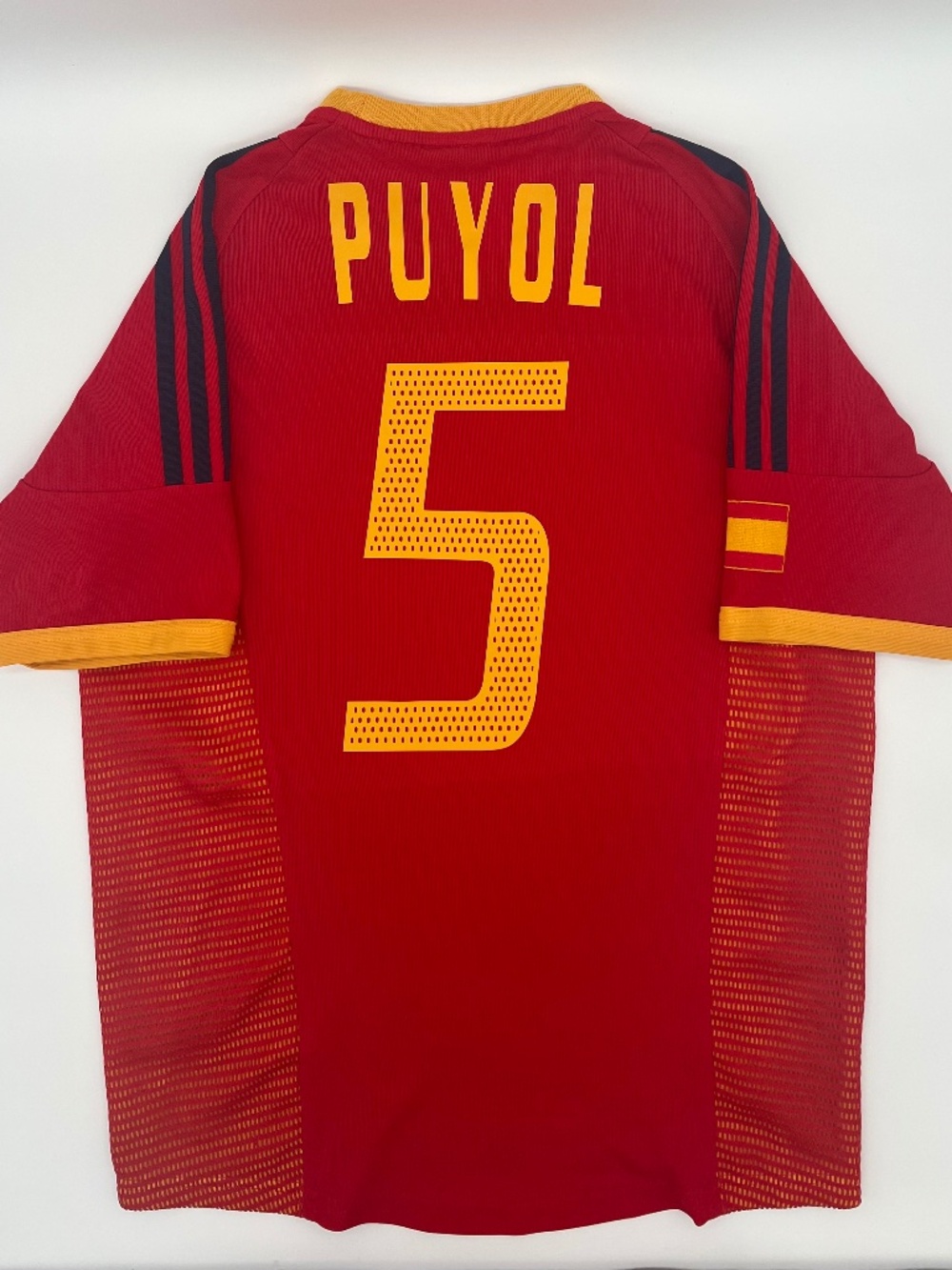 Spain 2002/2003 Home Carles Puyol #5 Authentic adidas Soccer Jersey S Men Red